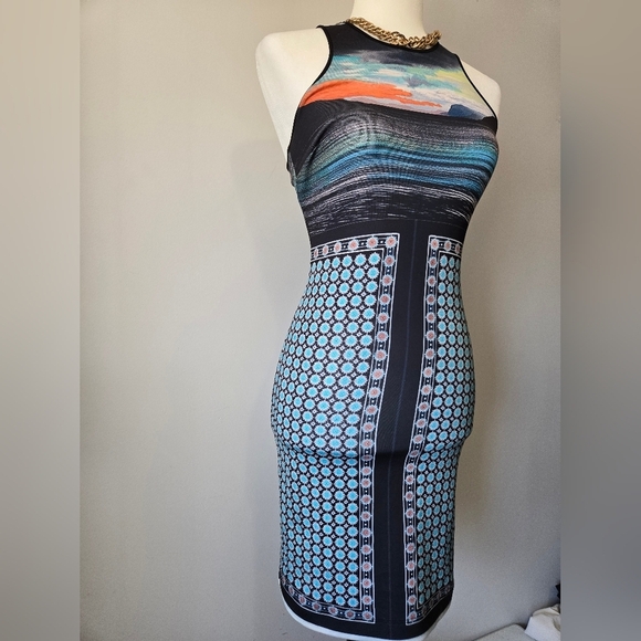 Clover Canyon Blue and Black Landscape Patterned Midi Dress. Size Xs - Picture 2 of 9